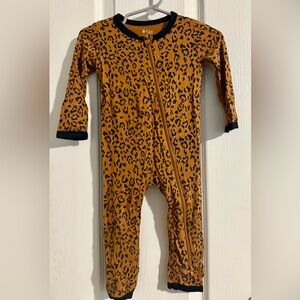 Kyte BABY Tan and Black Leopard Print Romper